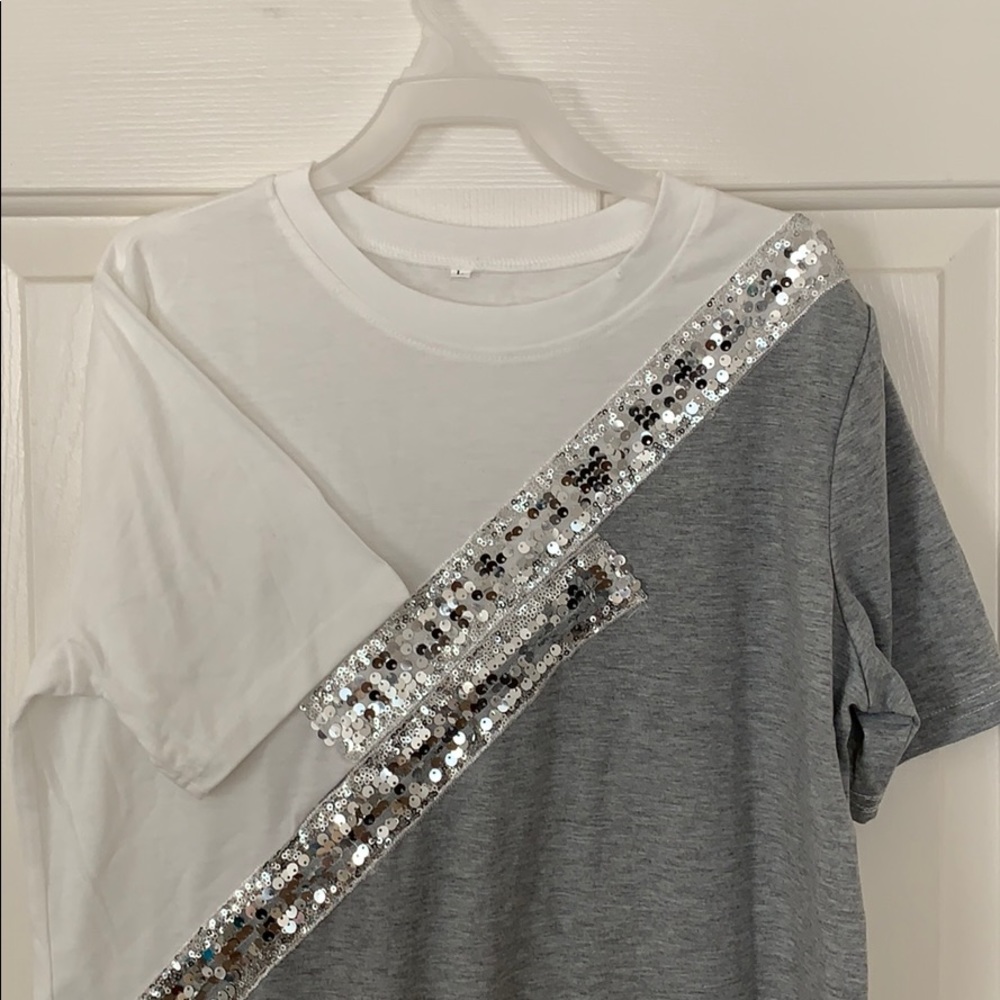 Color-Block Sequin Panel Tee - Picture 2 of 6